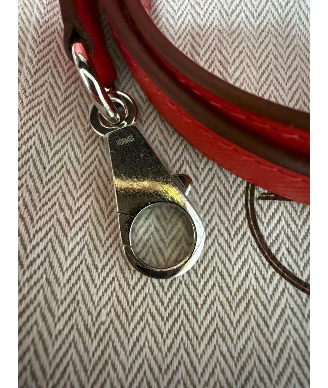 HERMES Красная кожаная сумка с короткими ручками, фото 4