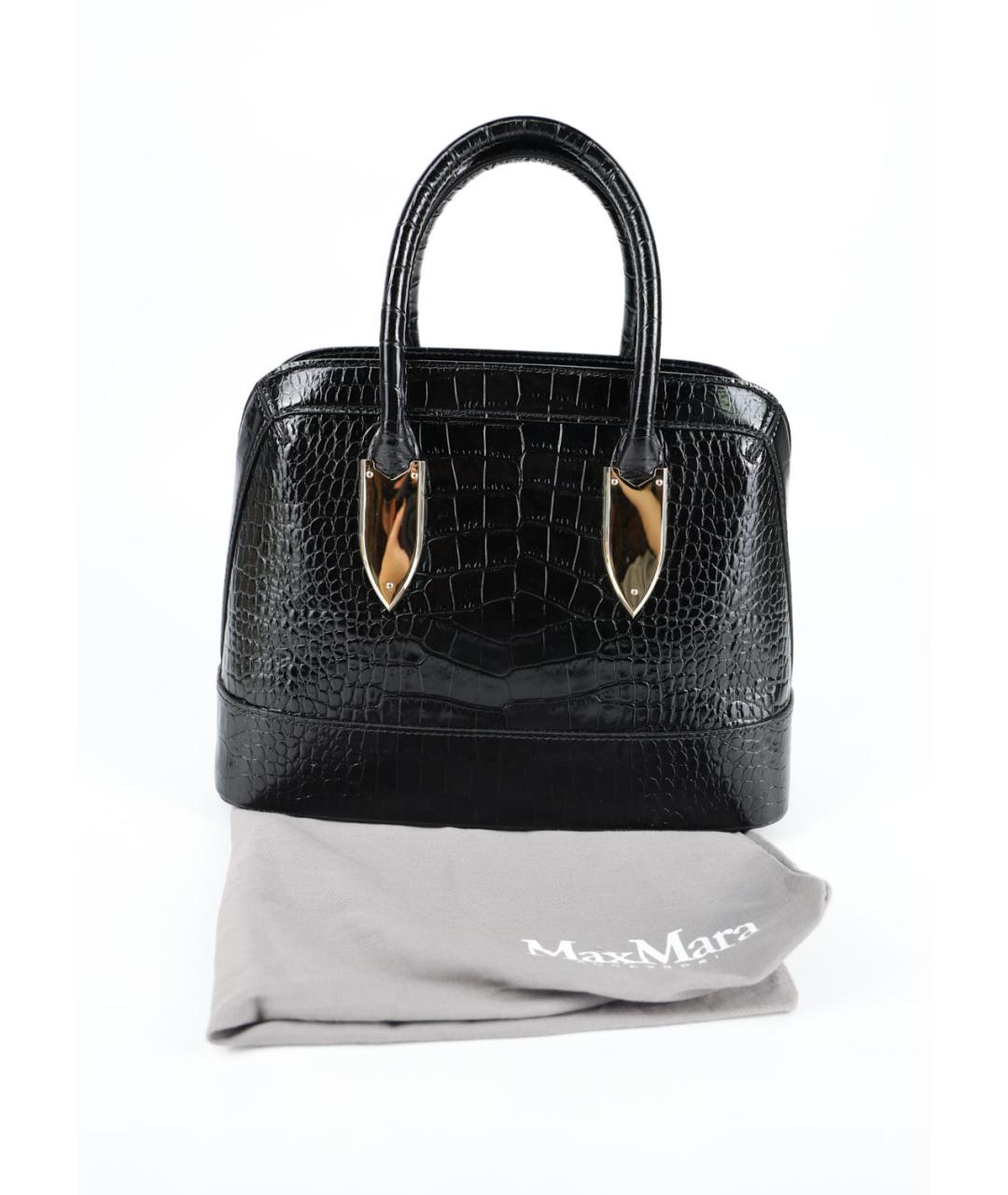 MAX MARA Черная кожаная сумка с короткими ручками, фото 6