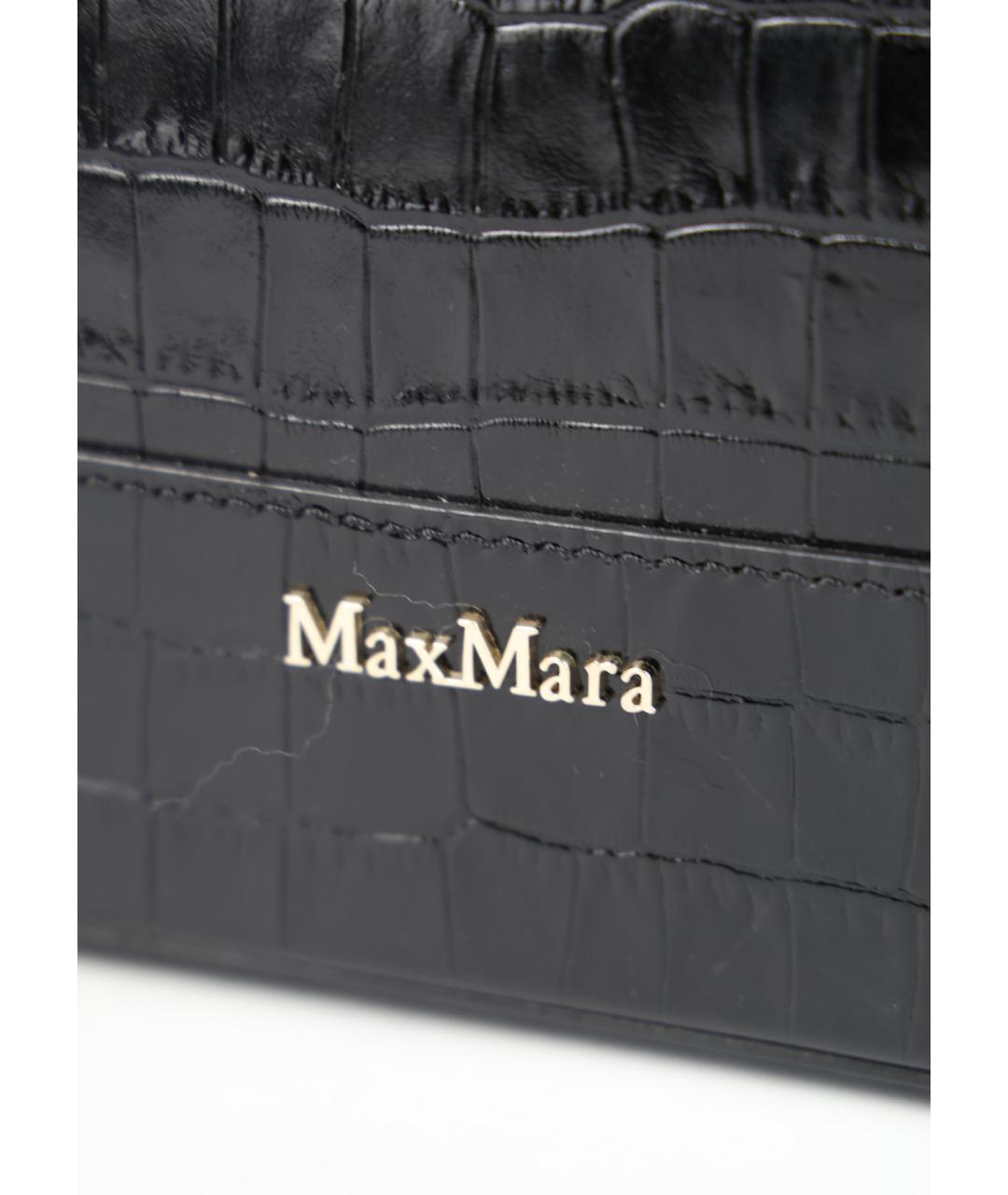 MAX MARA Черная кожаная сумка с короткими ручками, фото 5