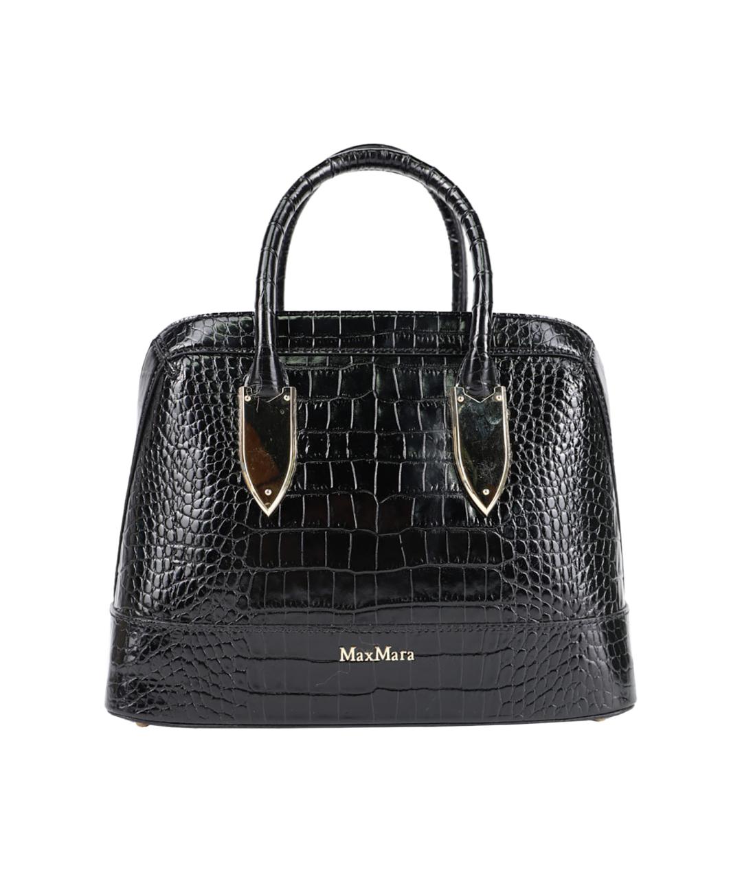 MAX MARA Черная кожаная сумка с короткими ручками, фото 1