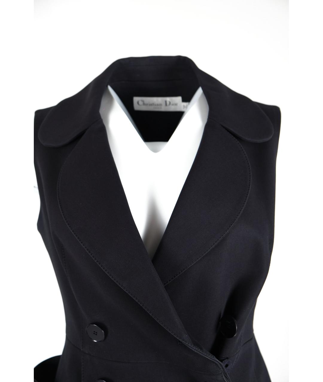 CHRISTIAN DIOR Темно-синее шерстяное повседневное платье, фото 4