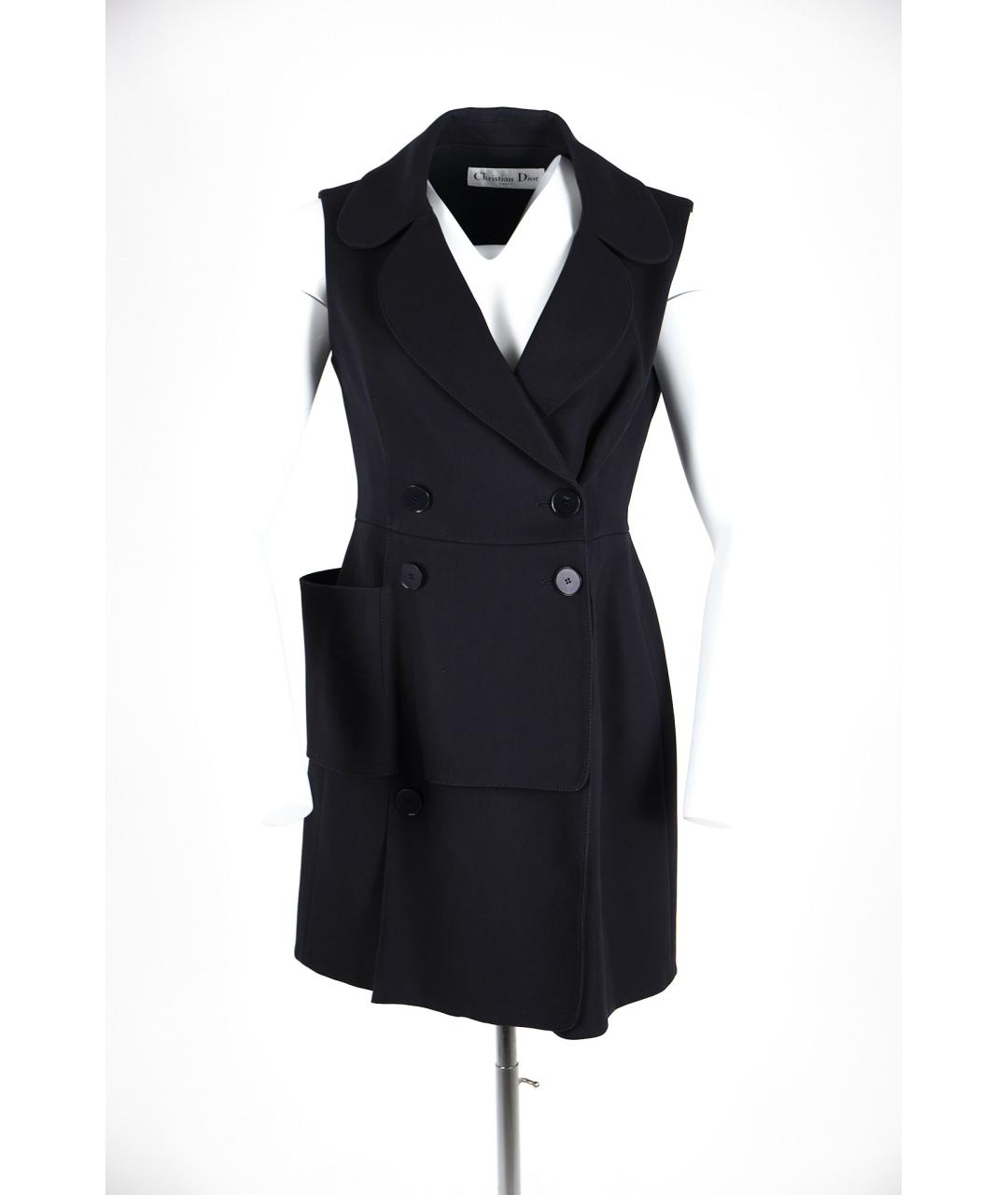 CHRISTIAN DIOR Темно-синее шерстяное повседневное платье, фото 5