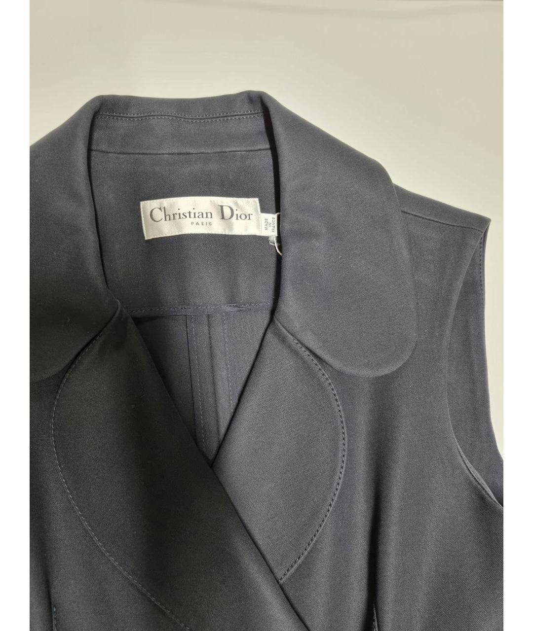 CHRISTIAN DIOR Темно-синее шерстяное повседневное платье, фото 7