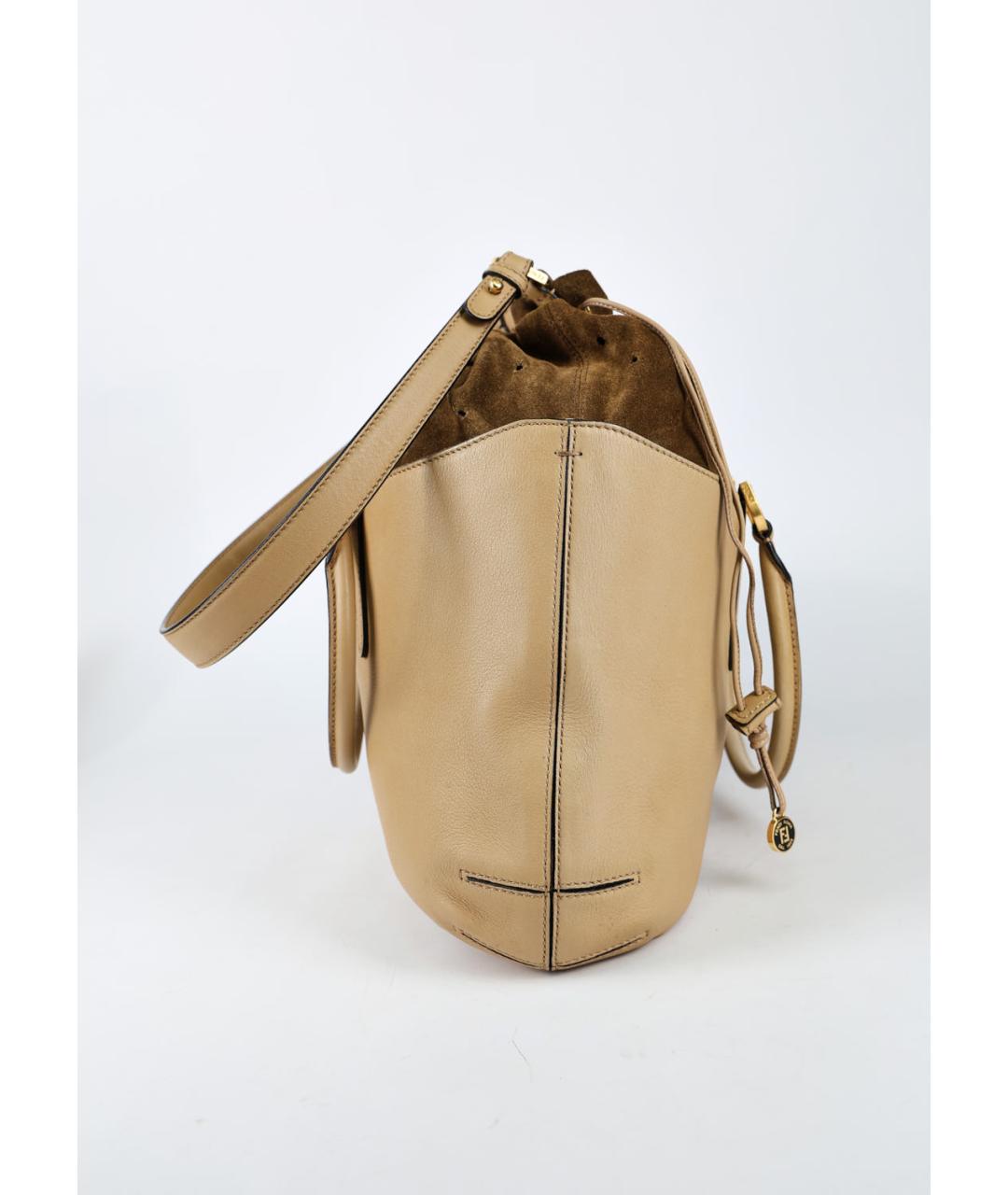 FENDI Бежевая кожаная сумка тоут, фото 2