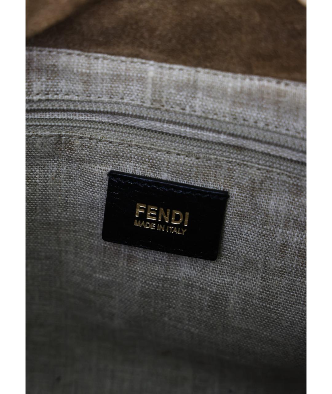 FENDI Бежевая кожаная сумка тоут, фото 7