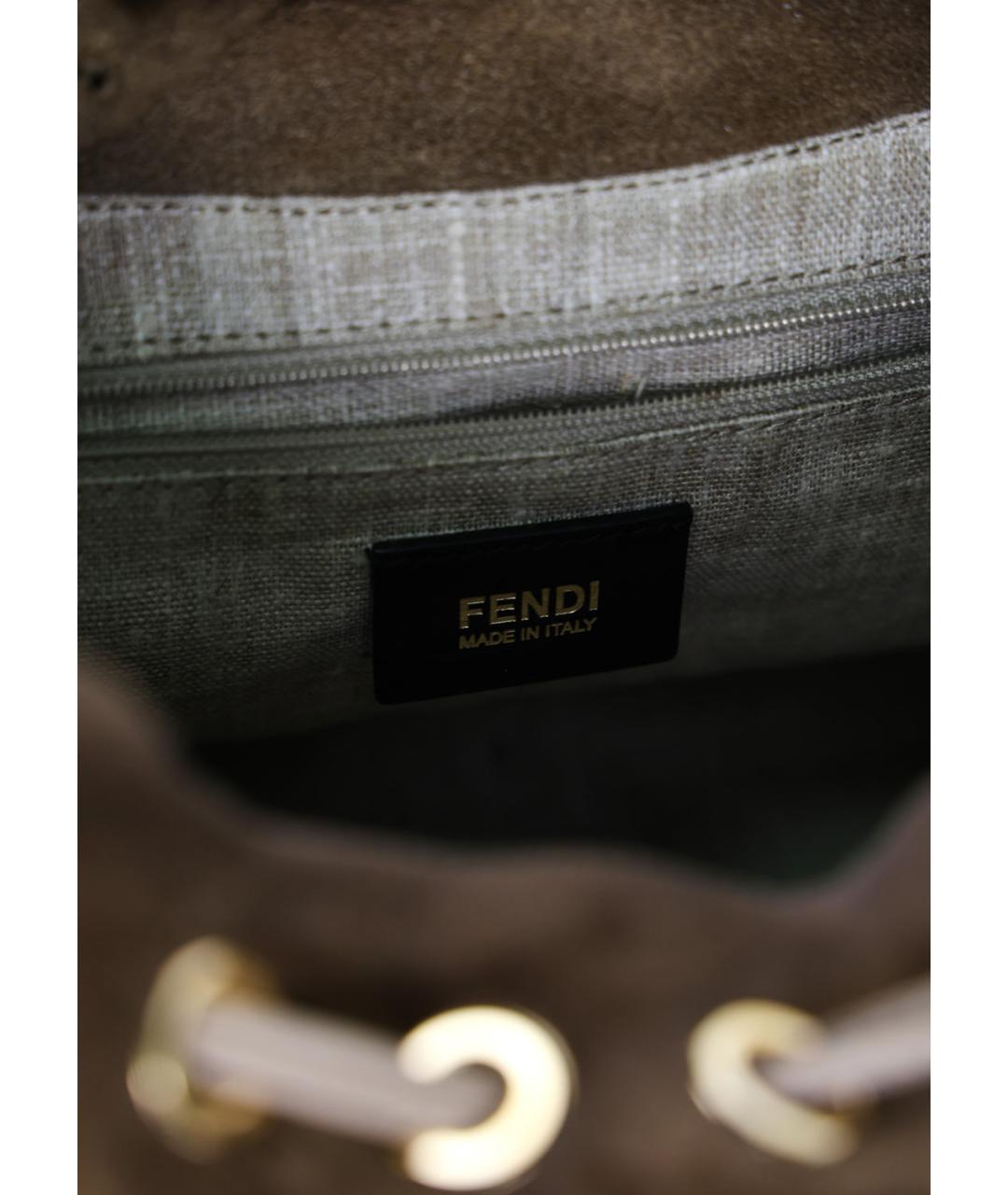 FENDI Бежевая кожаная сумка тоут, фото 6