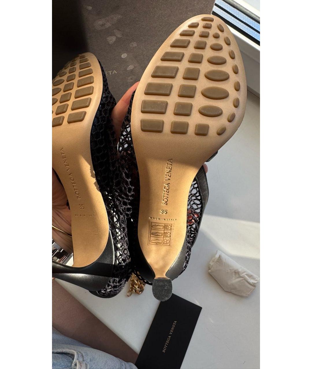 BOTTEGA VENETA Черные кожаные босоножки, фото 8