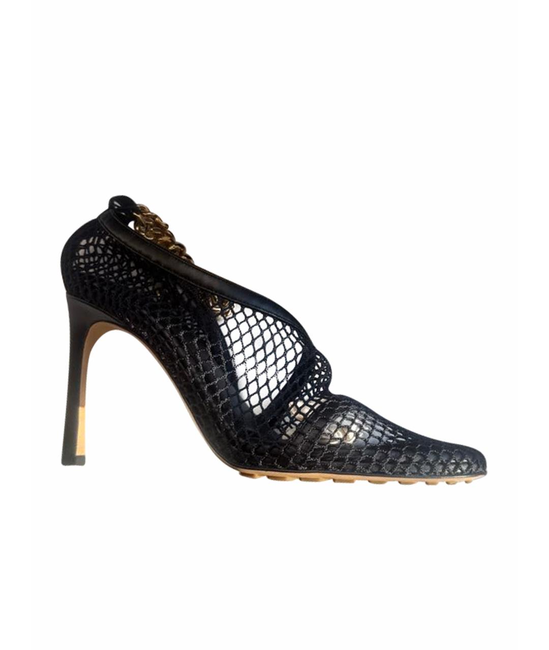 BOTTEGA VENETA Черные кожаные босоножки, фото 1