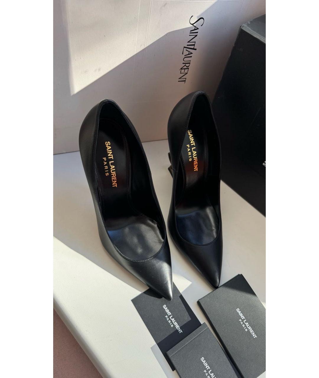 SAINT LAURENT Черные кожаные туфли, фото 5