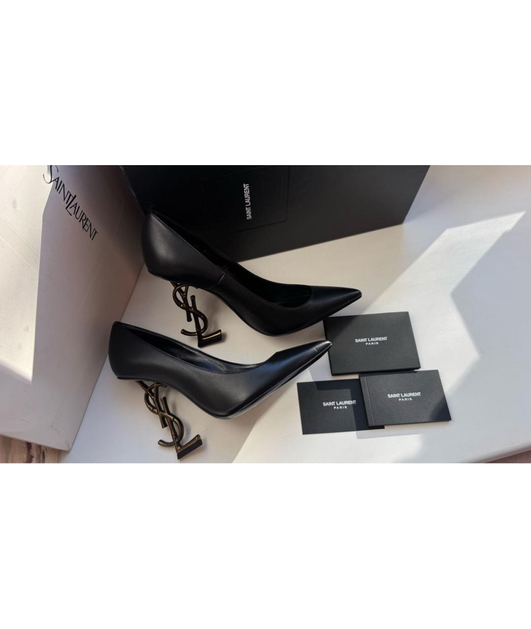 SAINT LAURENT Черные кожаные туфли, фото 6