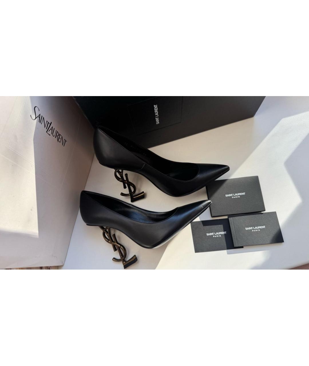 SAINT LAURENT Черные кожаные туфли, фото 7