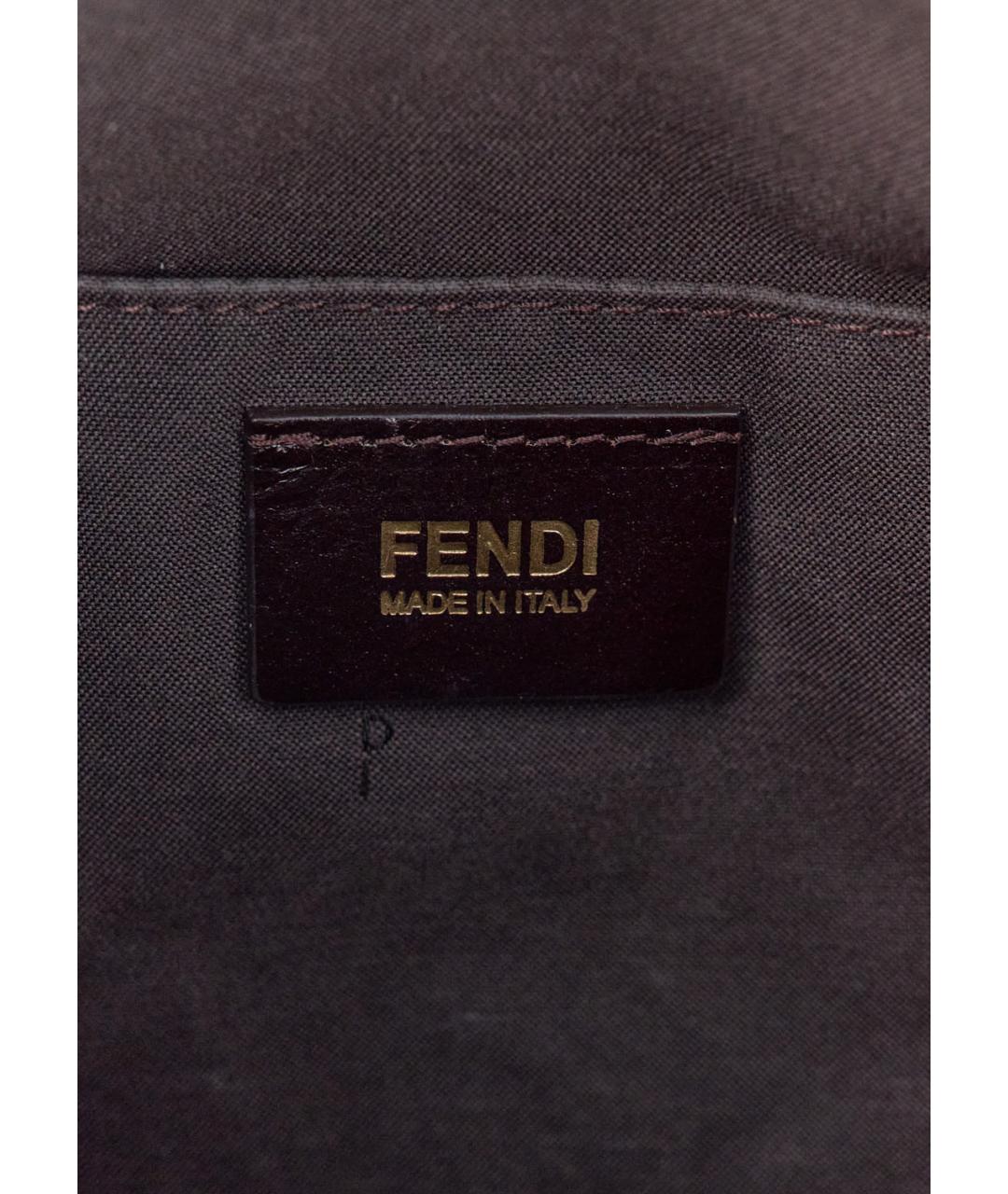 FENDI Коричневая кожаная сумка с короткими ручками, фото 5
