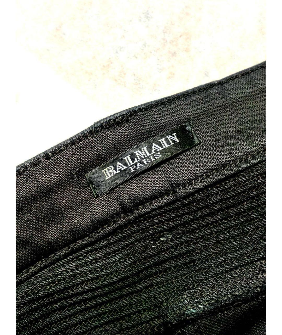 BALMAIN Золотые хлопко-эластановые джинсы слим, фото 3