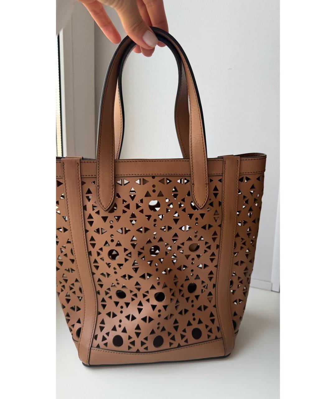 MAX MARA Коричневая кожаная сумка тоут, фото 2