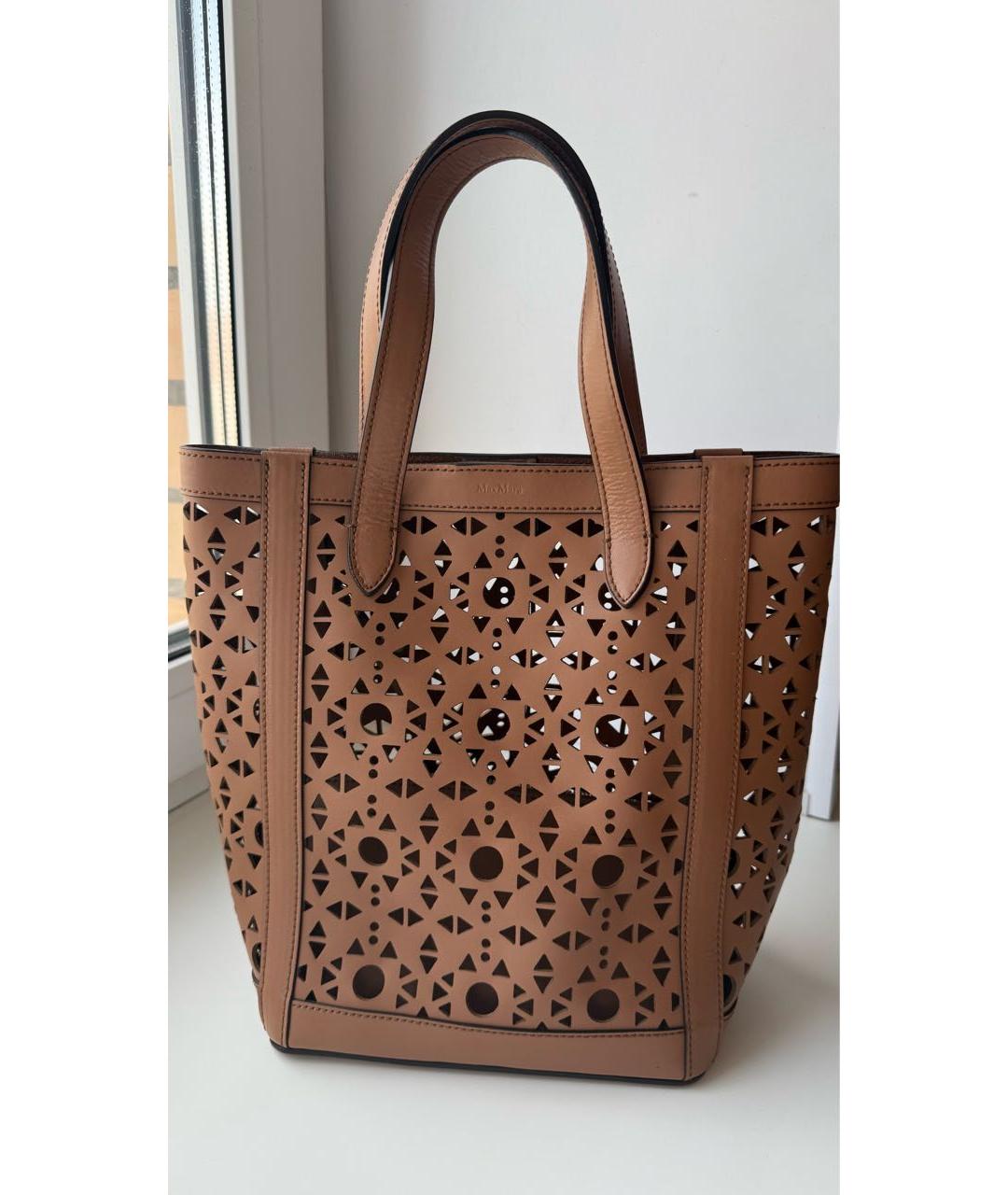 MAX MARA Коричневая кожаная сумка тоут, фото 8