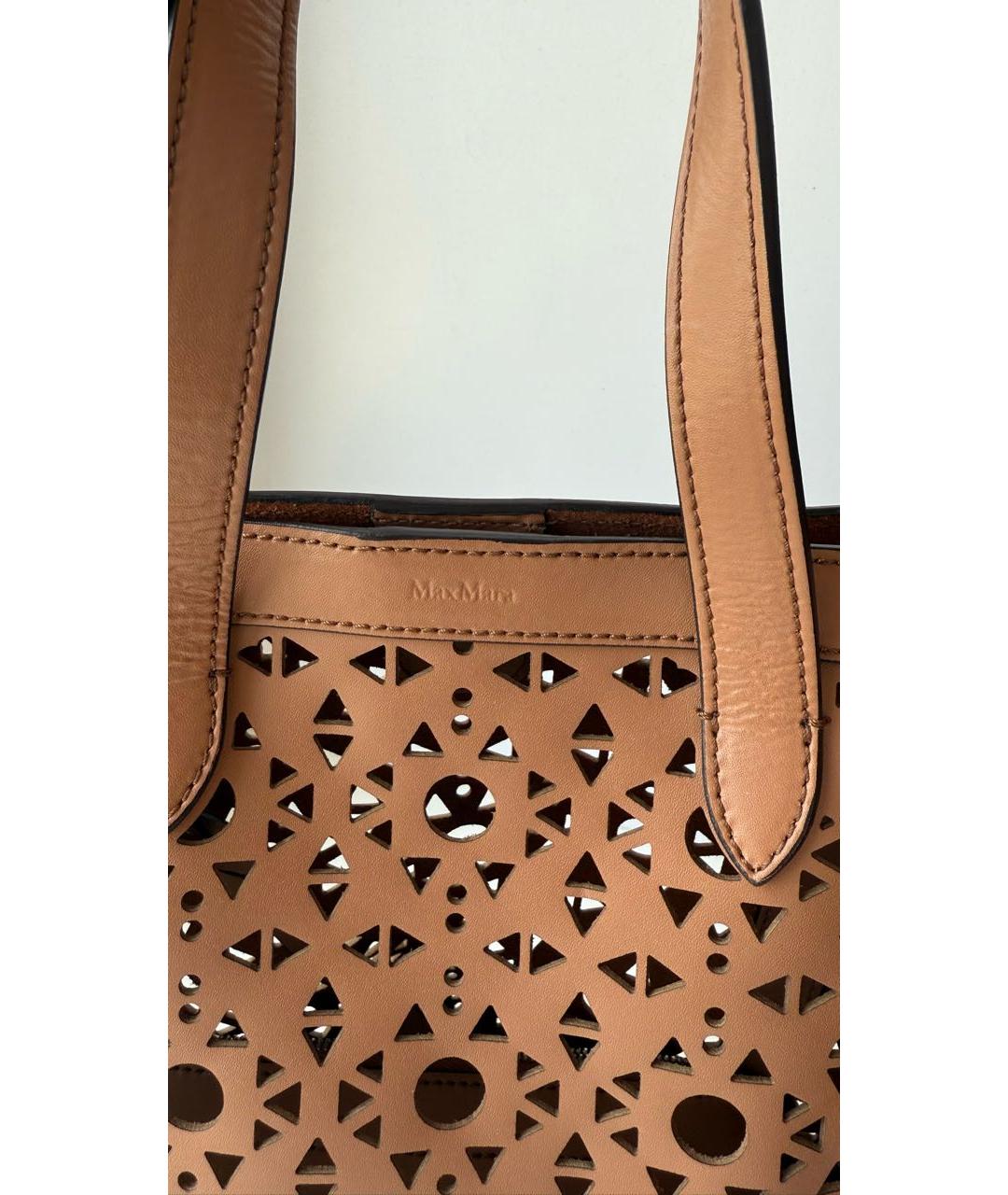 MAX MARA Коричневая кожаная сумка тоут, фото 3