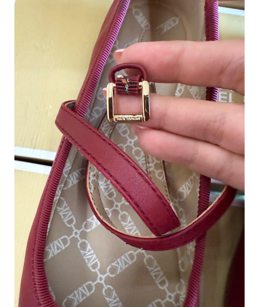 MICHAEL MICHAEL KORS Бордовые кожаные балетки, фото 4