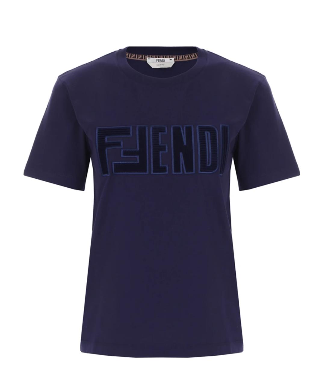 FENDI Синяя хлопковая футболка, фото 1
