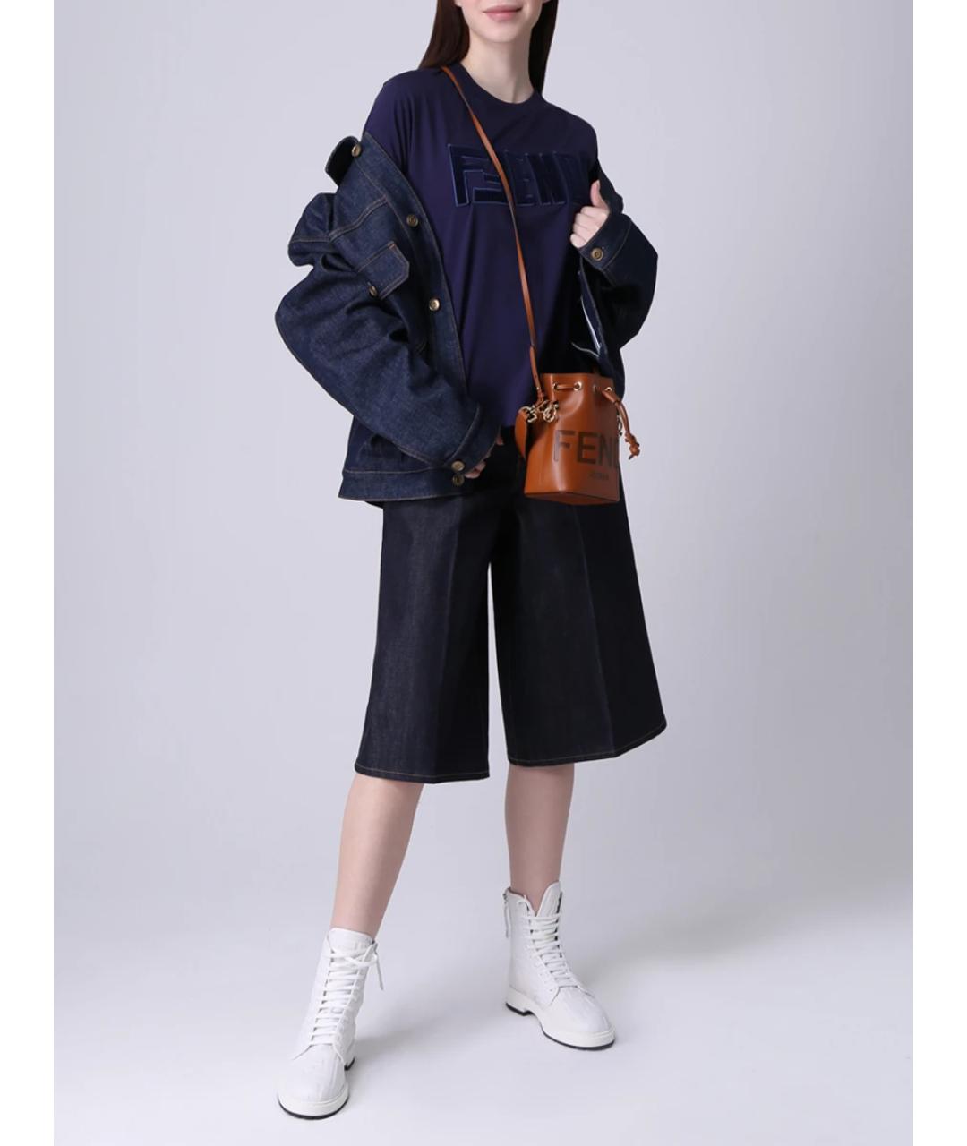 FENDI Синяя хлопковая футболка, фото 2