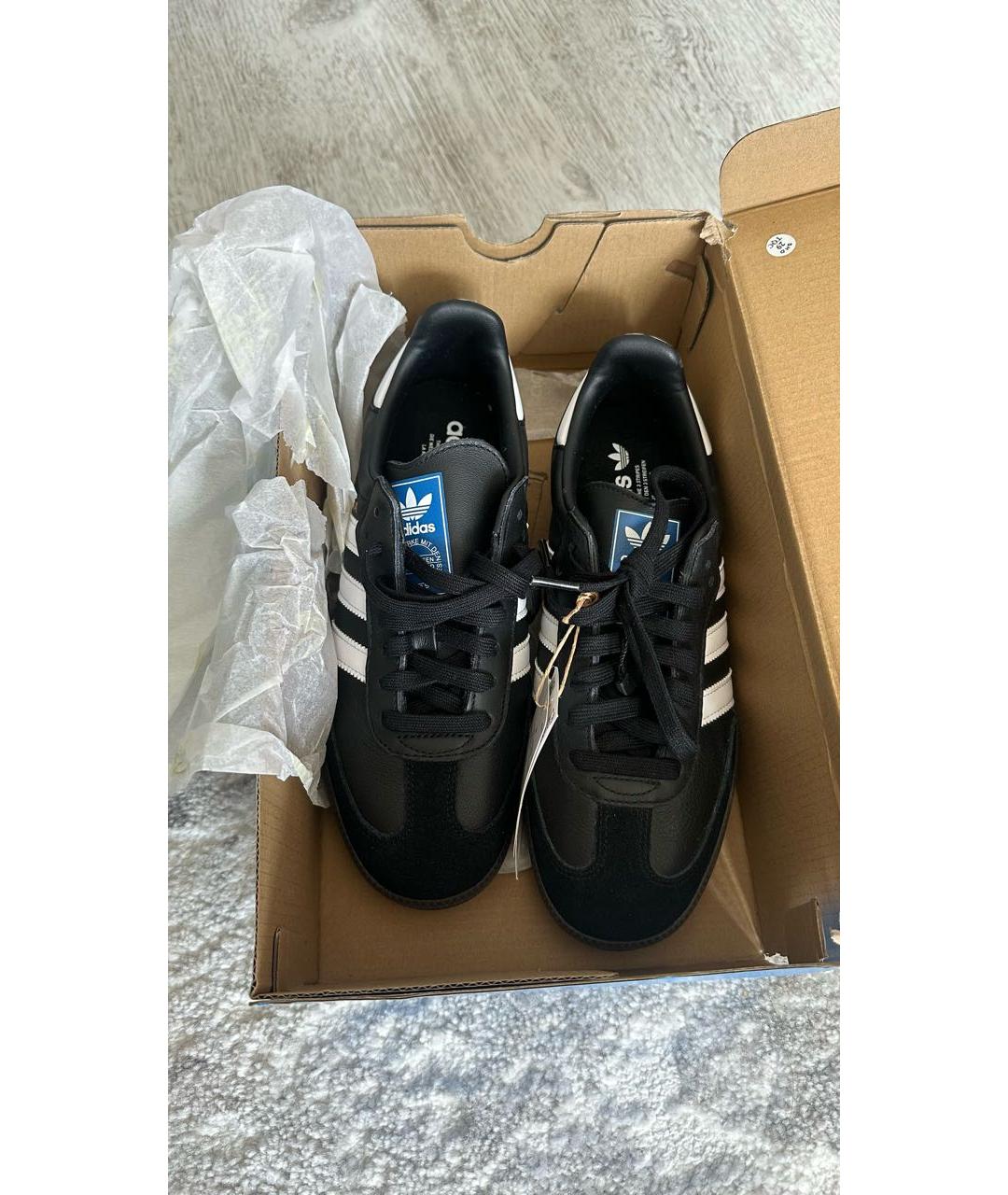 ADIDAS Черные кожаные кеды, фото 3