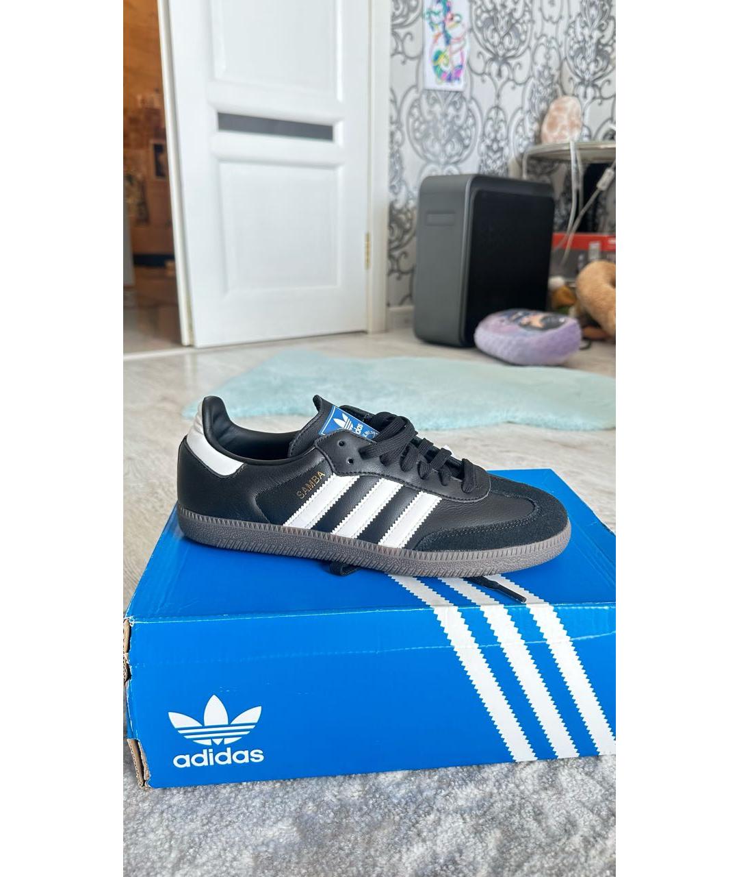 ADIDAS Черные кожаные кеды, фото 4