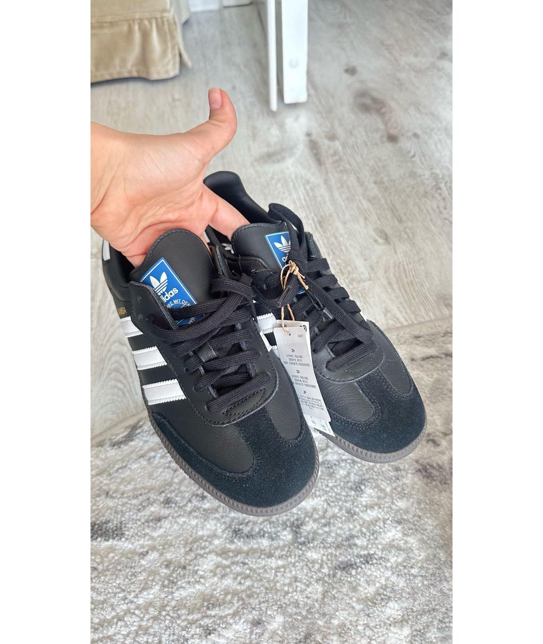 ADIDAS Черные кожаные кеды, фото 2