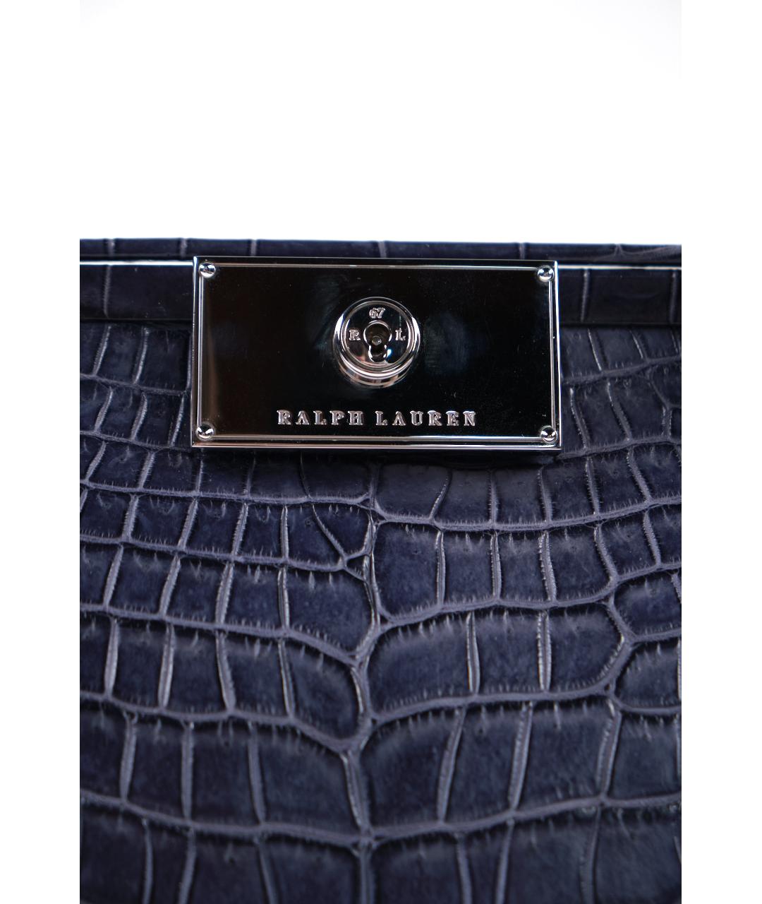 RALPH LAUREN Синяя сумка с короткими ручками из экзотической кожи, фото 5