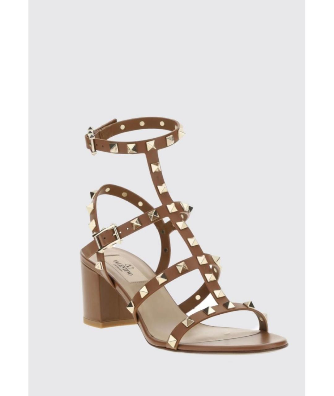 VALENTINO Бежевые кожаные босоножки, фото 5