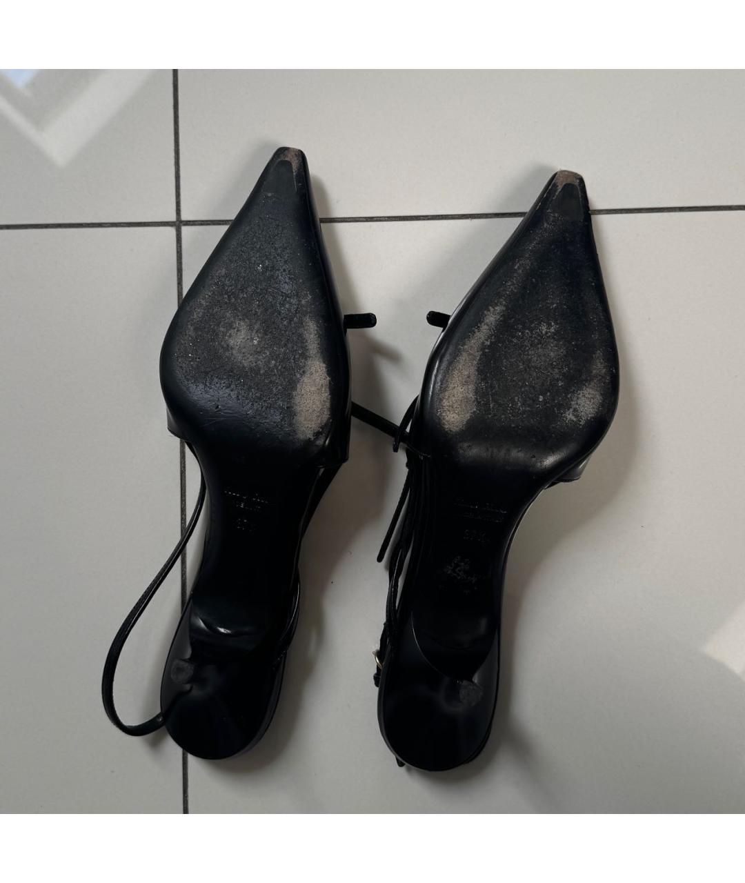 MIU MIU Черные кожаные лодочки на низком каблуке, фото 5