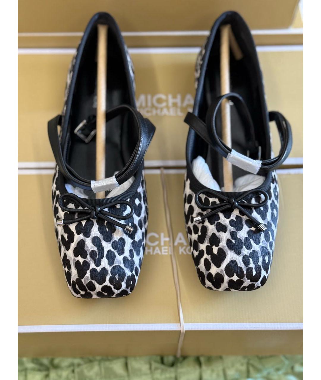 MICHAEL MICHAEL KORS Черные кожаные балетки, фото 2