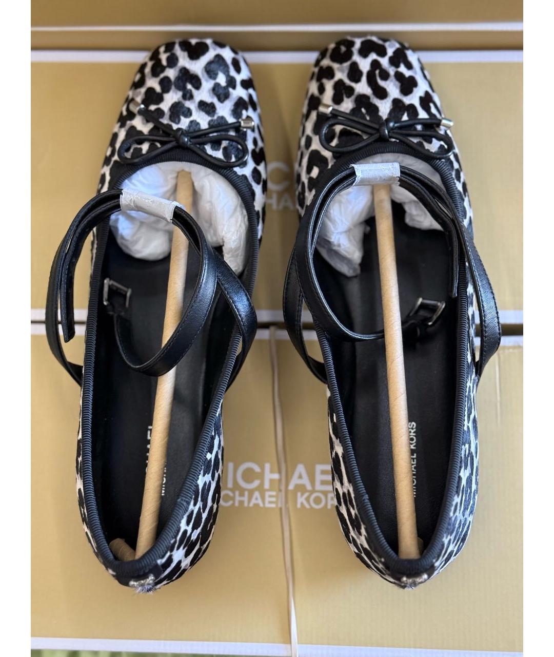 MICHAEL MICHAEL KORS Черные кожаные балетки, фото 3