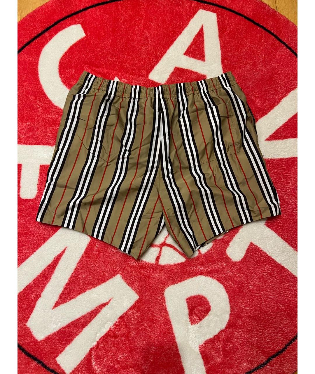 BURBERRY Бежевые полиэстеровые шорты, фото 2