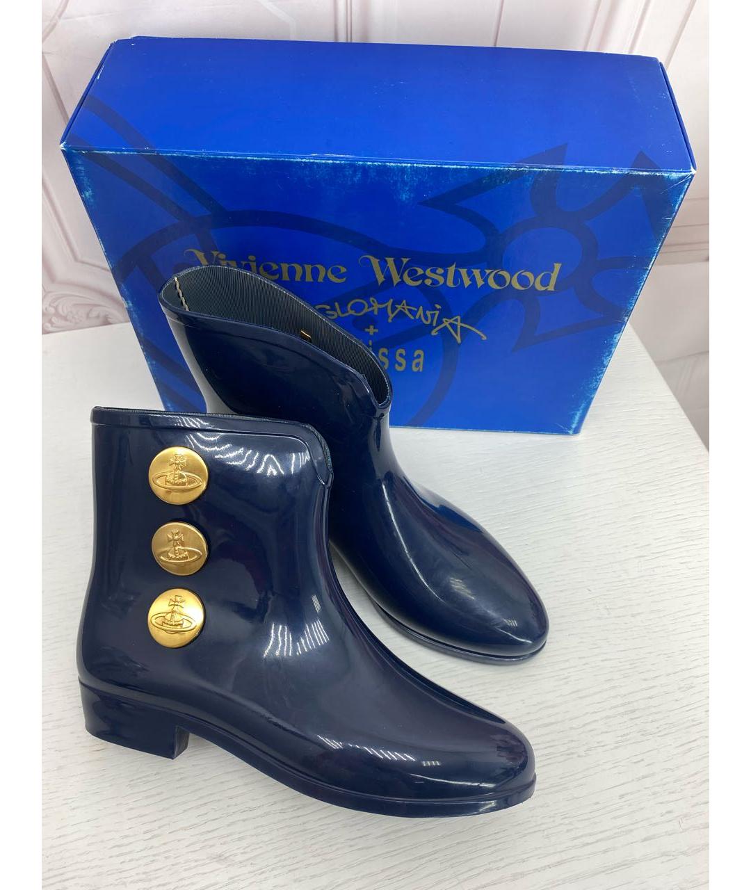 VIVIENNE WESTWOOD Темно-синие резиновые сапоги, фото 8