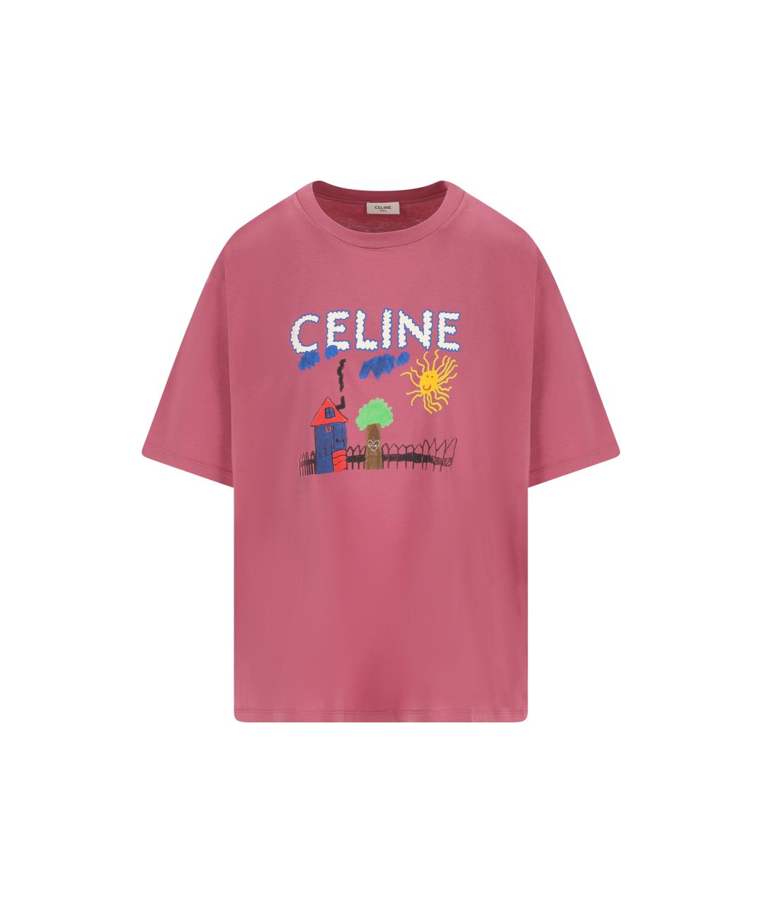 CELINE Розовая хлопковая футболка, фото 1
