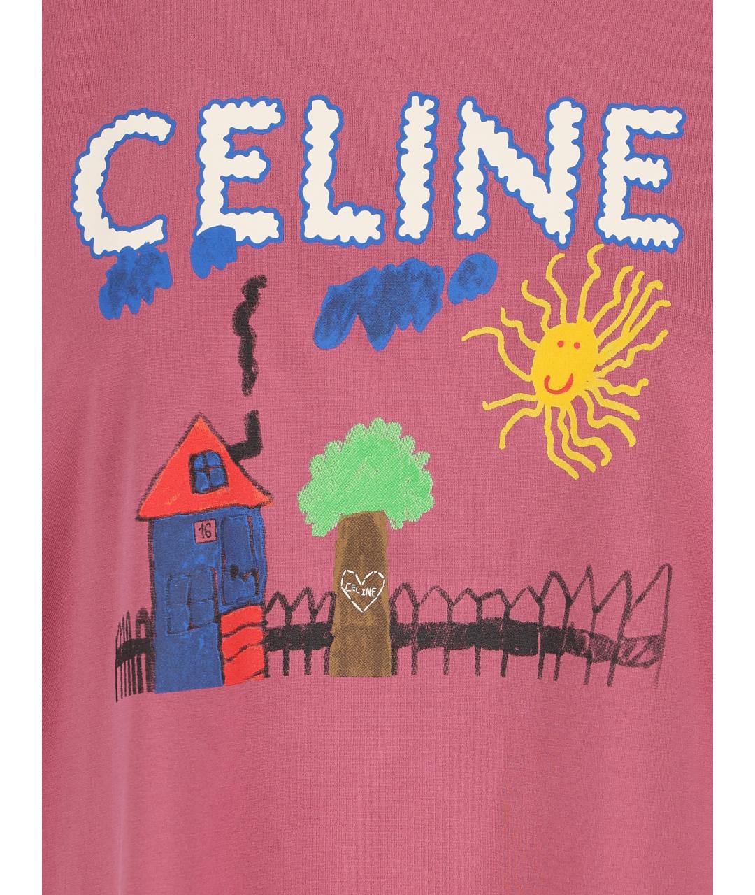 CELINE Розовая хлопковая футболка, фото 3