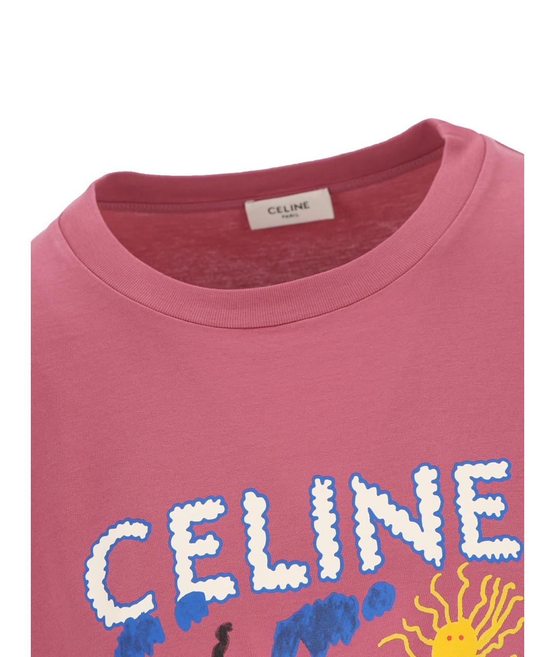 CELINE Розовая хлопковая футболка, фото 2