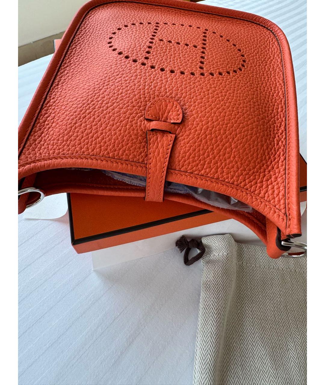 HERMES Оранжевая кожаная сумка через плечо, фото 6