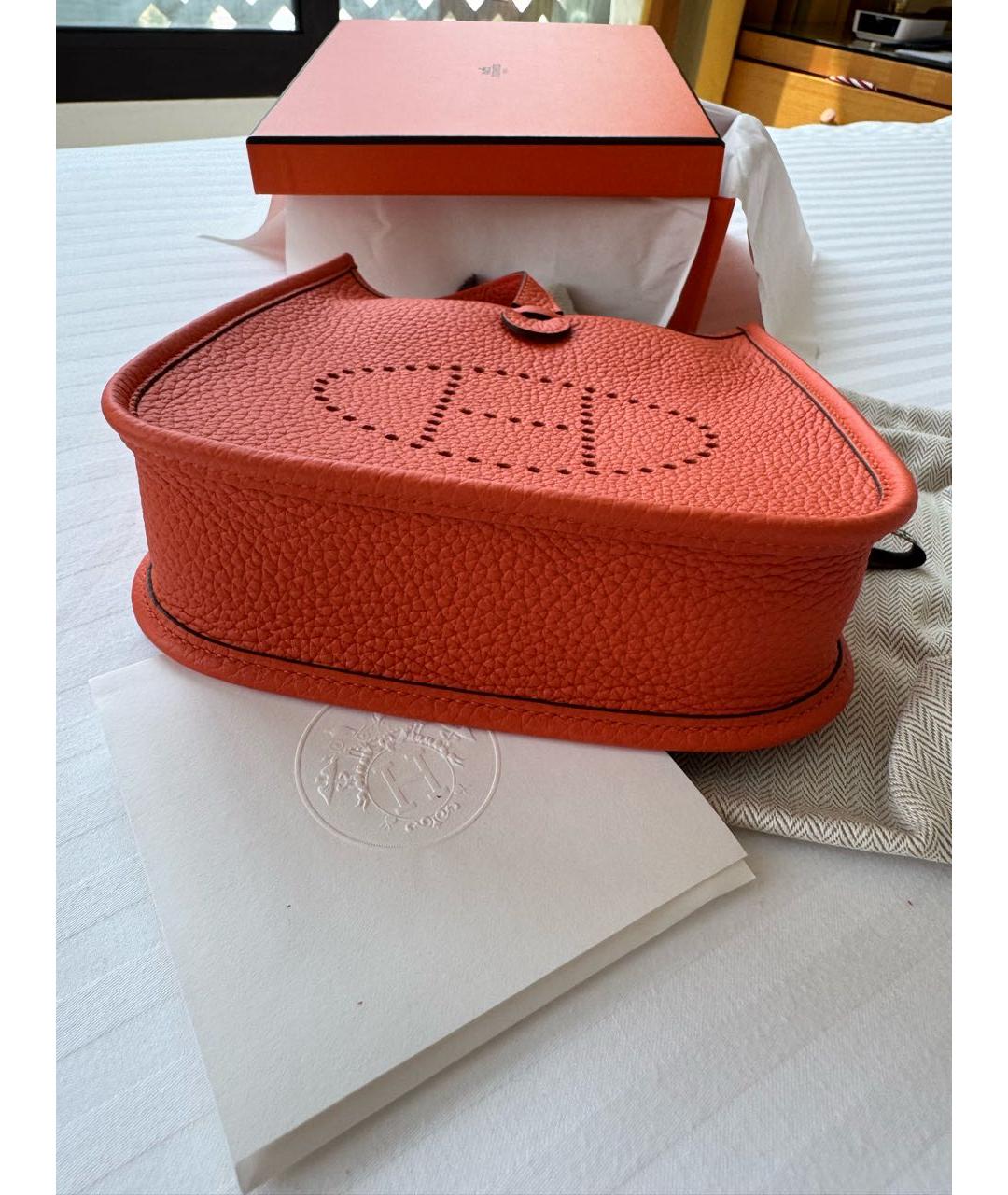 HERMES Оранжевая кожаная сумка через плечо, фото 3
