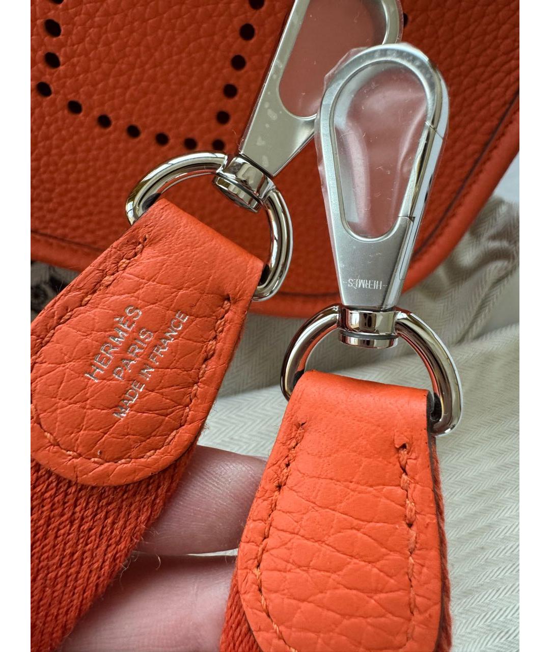 HERMES Оранжевая кожаная сумка через плечо, фото 5