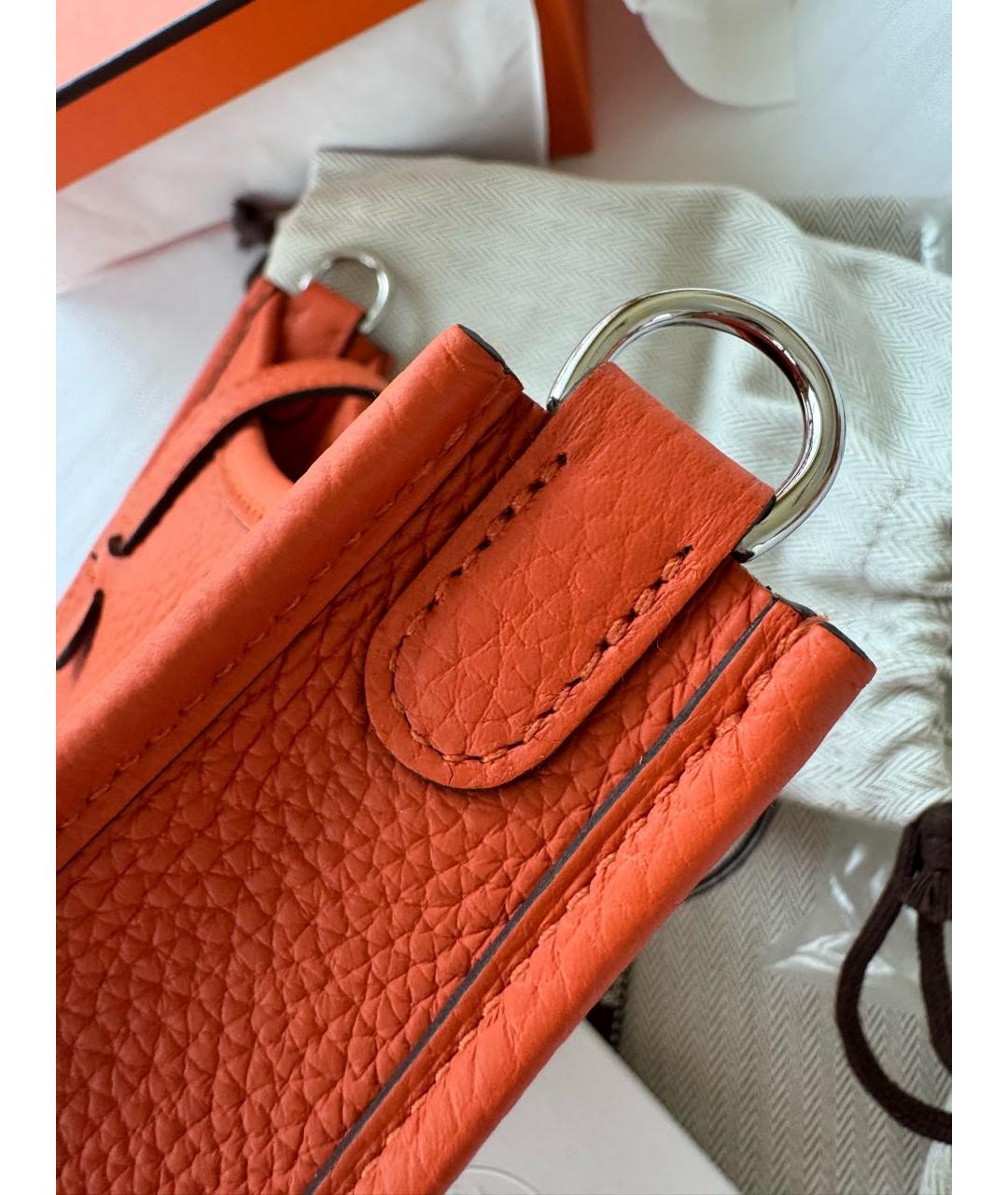 HERMES Оранжевая кожаная сумка через плечо, фото 7