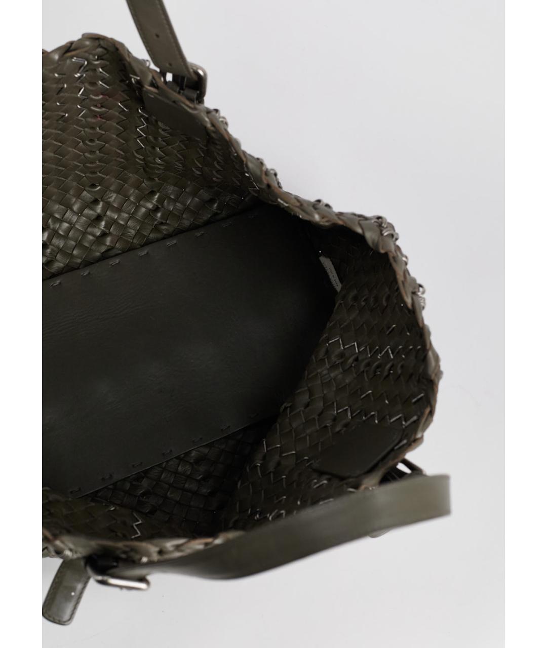 BOTTEGA VENETA Хаки кожаная сумка тоут, фото 4