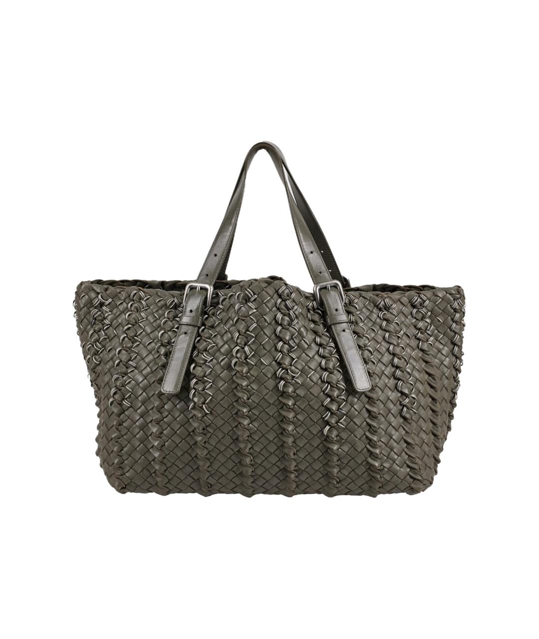 BOTTEGA VENETA Хаки кожаная сумка тоут, фото 1