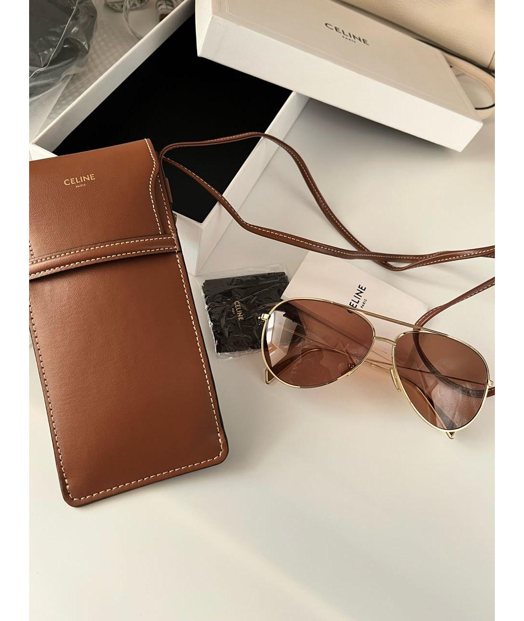 CELINE Золотые металлические солнцезащитные очки, фото 4