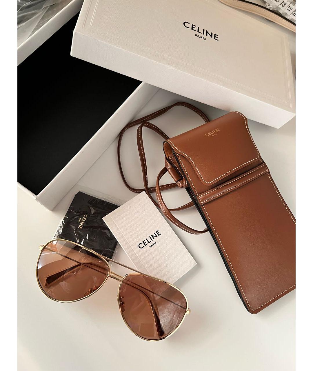 CELINE Золотые металлические солнцезащитные очки, фото 2