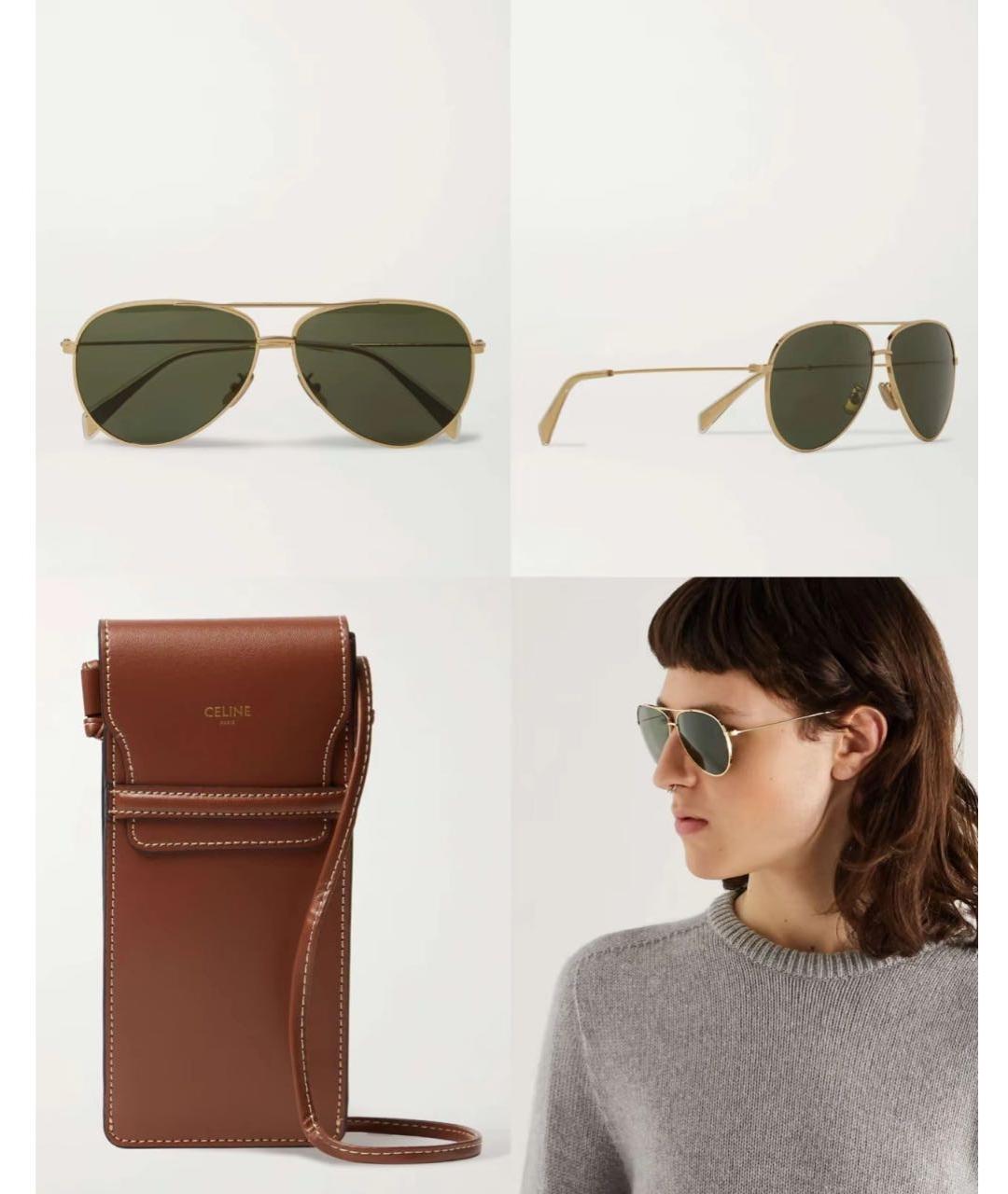 CELINE Золотые металлические солнцезащитные очки, фото 7