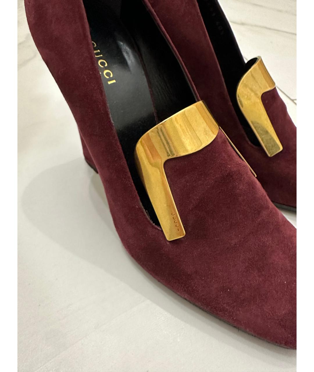 GUCCI Бордовые замшевые туфли, фото 6