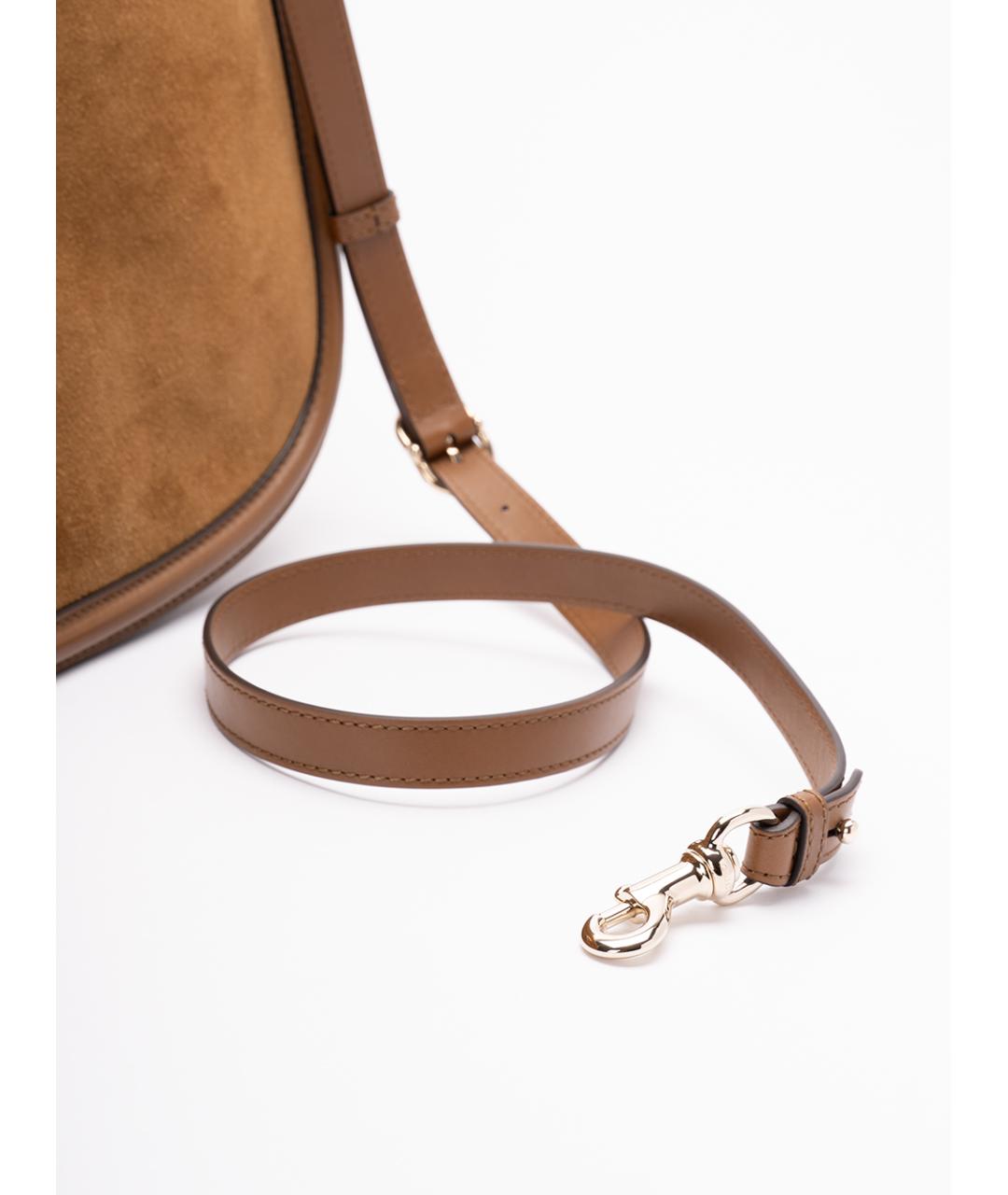 GUCCI Коричневая замшевая сумка с короткими ручками, фото 5