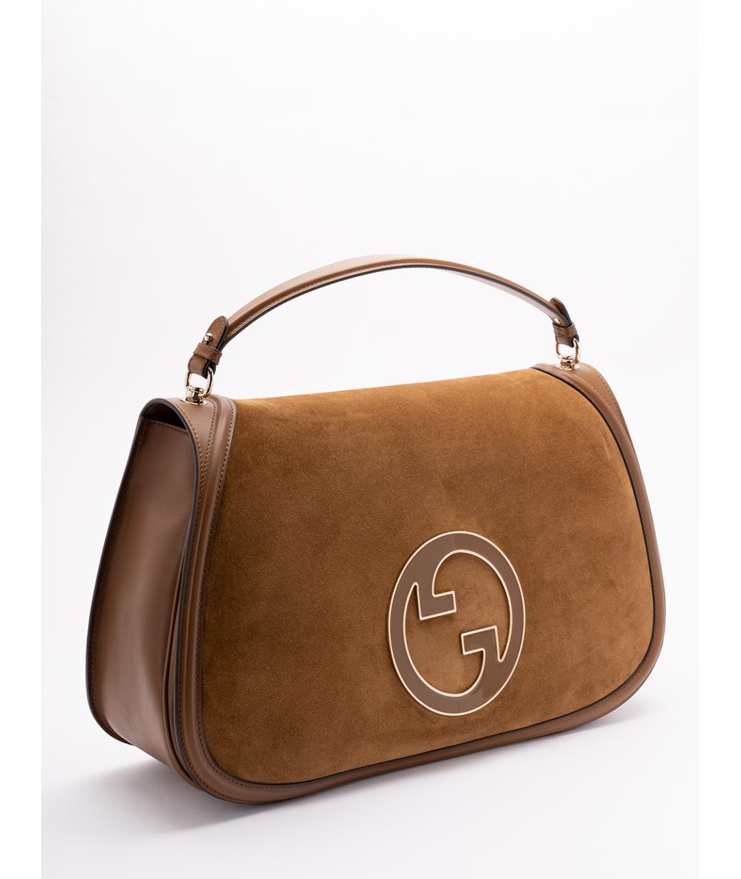 GUCCI Коричневая замшевая сумка с короткими ручками, фото 3