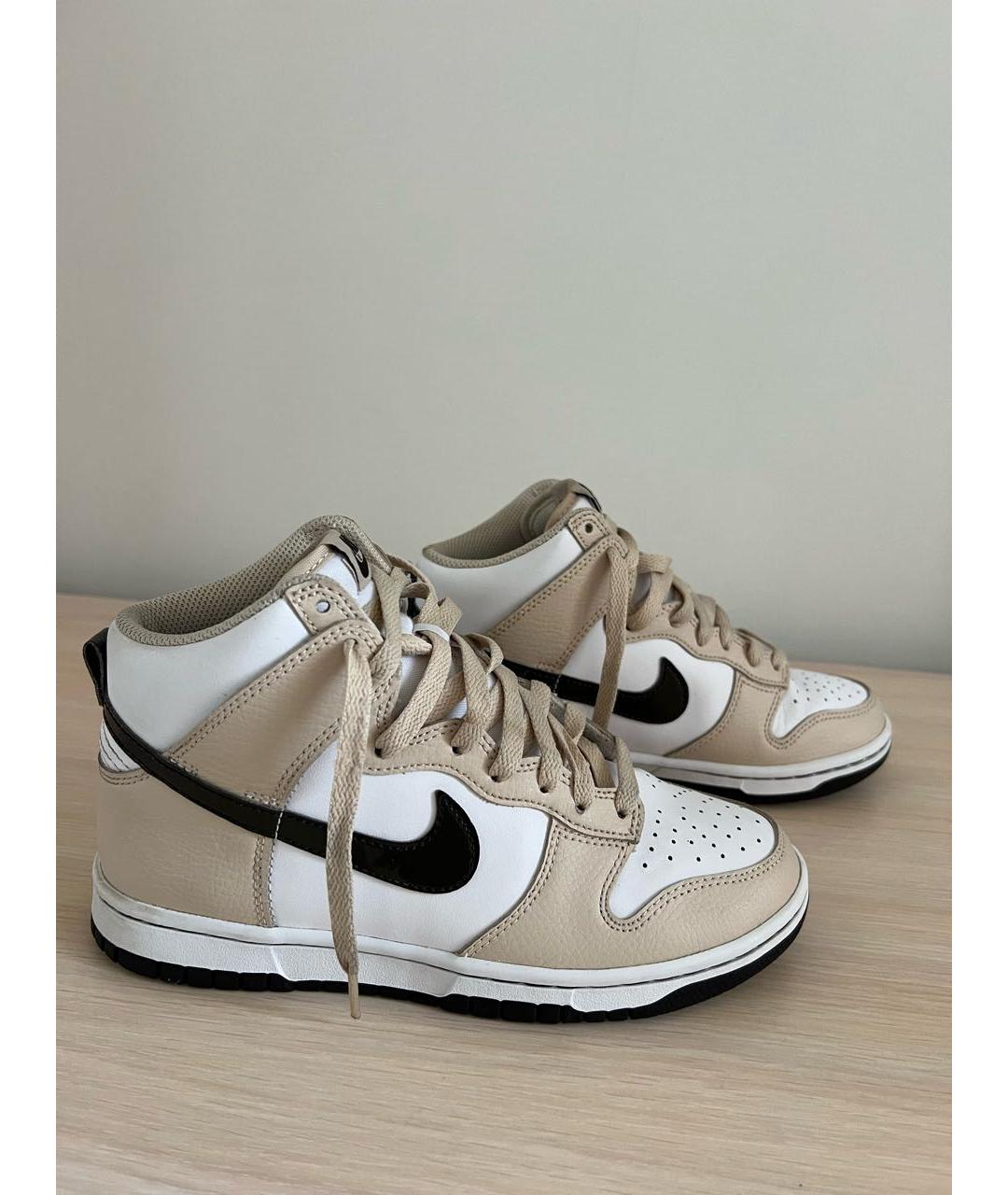 NIKE Бежевые кожаные кроссовки, фото 9