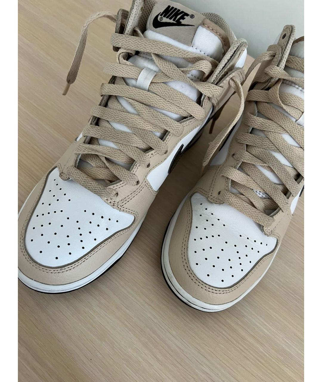 NIKE Бежевые кожаные кроссовки, фото 7